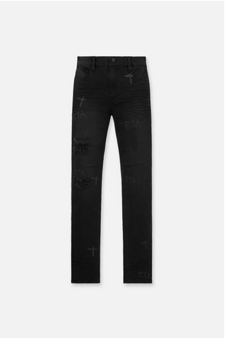 CLAYTON SKINNY JEAN | CHARCOAL CROSSES DISTRESSED | MU24D687
