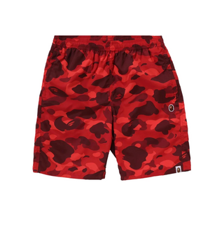 Bathing Ape | Color Camo Ape Head One Point Beach Shorts 'Red' | 001SPK301002M