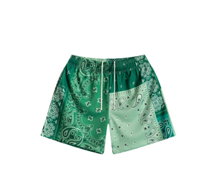 Bravest Studio |  Green Patchwork Paisley Shorts