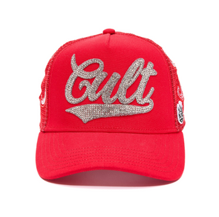 Cult Of Individuality | Cult's Paisley Shimuchan Logo Mesh Back Trucker Hat in Red