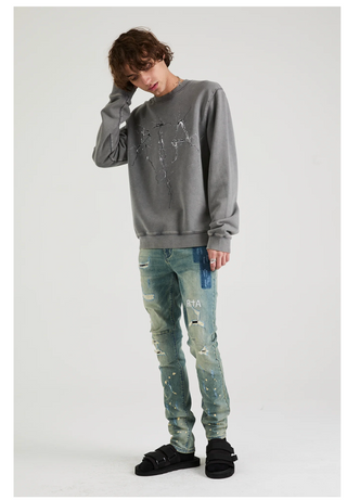 RTA | CHARLES SWEATSHIRT | STONE CRACKED LOGO