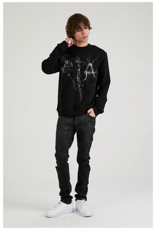 RTA | CHARLES SWEATSHIRT | BLACK CRACKED LOGO