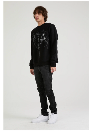 RTA | CHARLES SWEATSHIRT | BLACK CRACKED LOGO