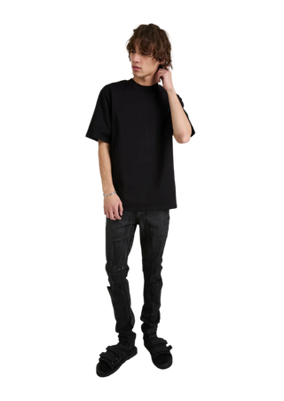 RTA | RICO MOCK NECK SHORT SLEEVE TEE | BLACK COLLAR LOGO