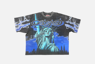 Godspeed | Blue Voltage Washed Black T-Shirt