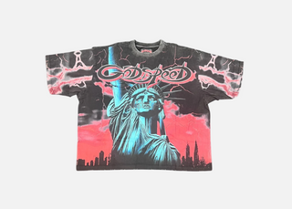 Godspeed | Red Voltage Washed Black T-Shirt