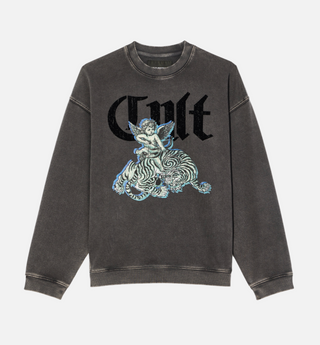 Cult Of individuality |  Novelty Fleece Crew Sweatshirt in Vintage Charcoal
