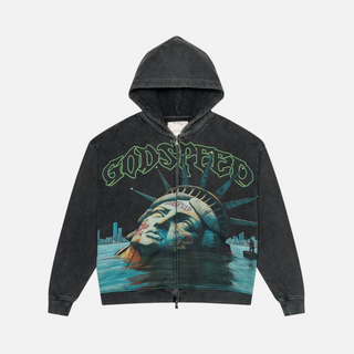 Godspeed | Sunken Liberty Zip Hoodie (Grey Wash)