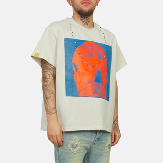 When Smoke Clears | Star Head Studded Tee | Vintage White/Blue