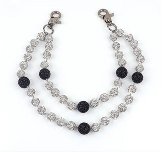 Wallet Chain | Disco Ball beaded pendant (Black)