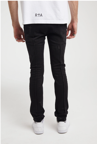 CLAYTON SKINNY JEAN | CHARCOAL CROSSES DISTRESSED | MU24D687
