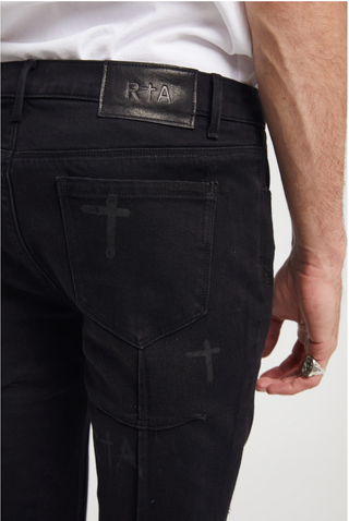CLAYTON SKINNY JEAN | CHARCOAL CROSSES DISTRESSED | MU24D687