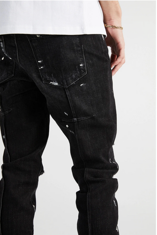 RTA CLAYTON SKINNY JEAN | DISTRESSED CHARCOAL PAINT |MH24D623