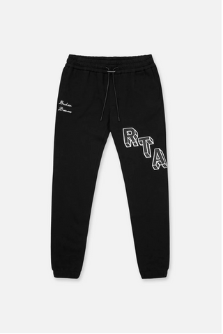 RTA OWEN SWEATPANT | BLACK COLLEGIATE BROKEN DREAMS | MU24K628