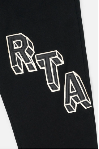 RTA OWEN SWEATPANT | BLACK COLLEGIATE BROKEN DREAMS | MU24K628
