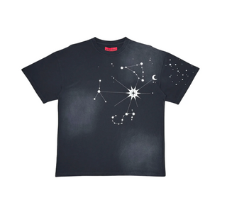 Wrath Boy | Wrathboy Mens Galaxy/Star Sign Crew Neck T-Shirt (Grey Wash)