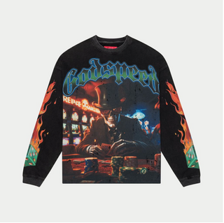 Godspeed | Life's A Gamble Long Sleeve T-shirt (Black Wash)