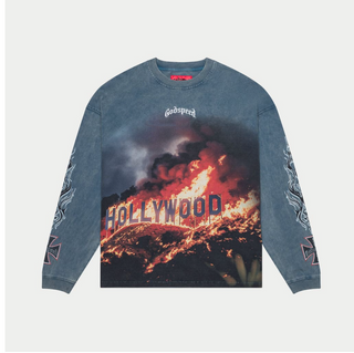 Godspeed | Hollywood Inferno LS T-shirt (Blue Wash)