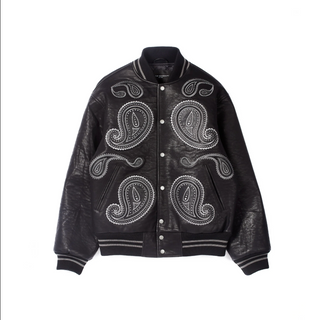 Cult Of Individuality | Cult's Paisley Varsity Jacket in Black | 624B11-VJ66C