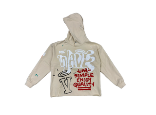 Mr.Wave | Wave World (Beige) Crop Hoodie