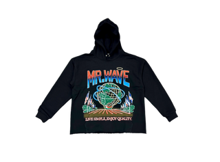 Mr.Wave | Wave World (Black) Crop Hoodie