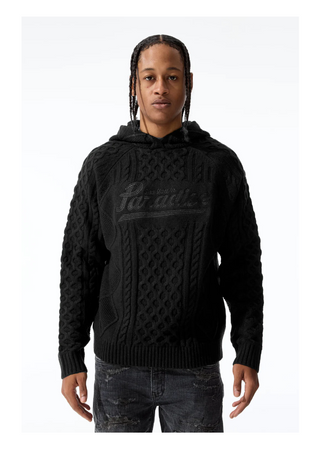 Jordan Craig | Cable Knit Hooded Sweater (Black)