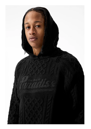 Jordan Craig | Cable Knit Hooded Sweater (Black)