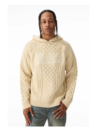 Jordan Craig | Cable Knit Hooded Sweater (CREAM)