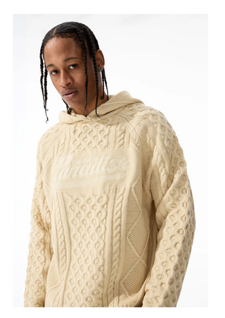 Jordan Craig | Cable Knit Hooded Sweater (CREAM)