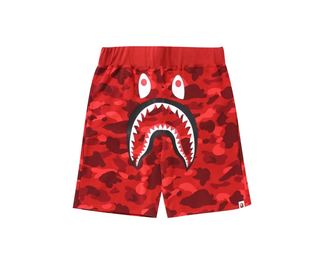 Bathing Ape | Color Camo Shark Sweat Shorts - Red | 001SPK301002M