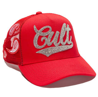 Cult Of Individuality | Cult's Paisley Shimuchan Logo Mesh Back Trucker Hat in Red