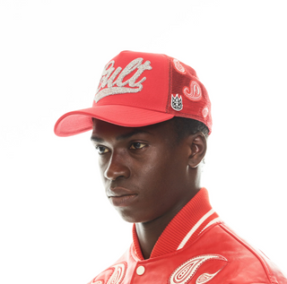 Cult Of Individuality | Cult's Paisley Shimuchan Logo Mesh Back Trucker Hat in Red