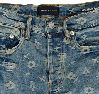 Purple Brand | Monogram Jacquard Skinny Jeans 'Mid Indigo'