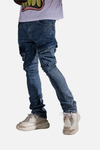 Vicious | SIDE STONE CARGO FLARE DENIM PANT