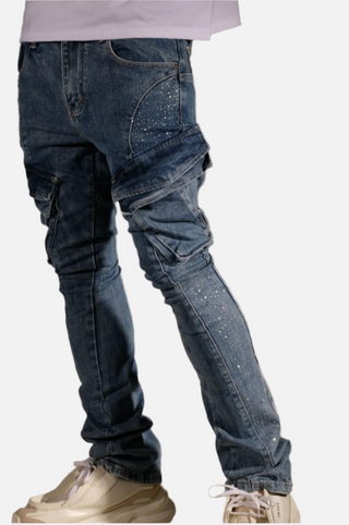Vicious | SIDE STONE CARGO FLARE DENIM PANT