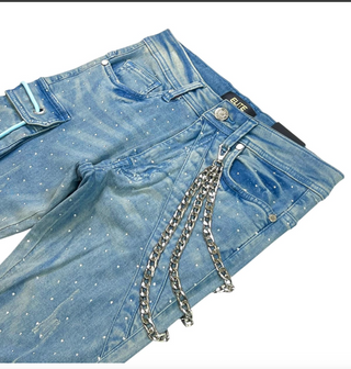 Elite Kids | Full Stone Stacked Denim Blue