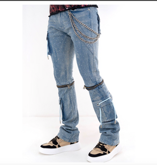 Elite Kids | Full Stone Stacked Denim Blue