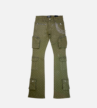 Elite Kids | Full Stone Stacked Denim Olive