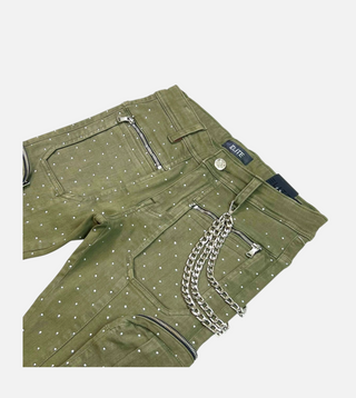 Elite Kids | Full Stone Stacked Denim Olive