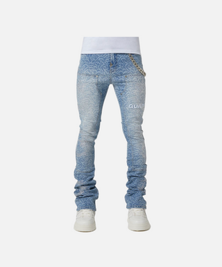 Guapi | Aqua Blue Calligraphy Denim