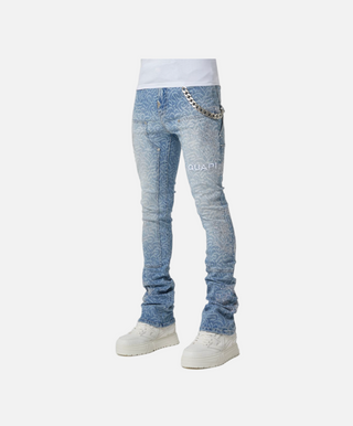 Guapi | Aqua Blue Calligraphy Denim
