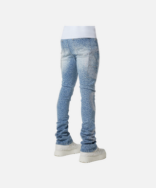 Guapi | Aqua Blue Calligraphy Denim