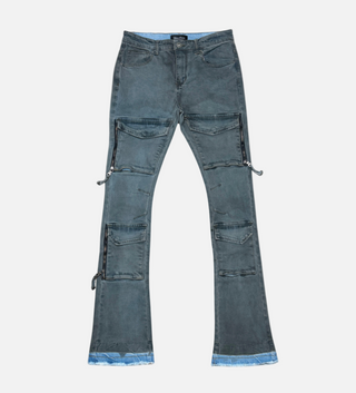 Vicious | WAX COATED MULTI CARGO FLARE DENIM