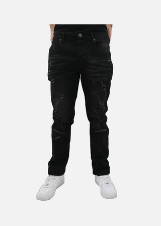 Armor Jeans | JET BLACK RIPPED SKINNY JEANS