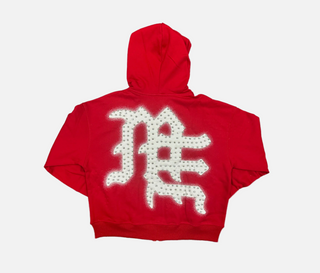 Mixed Emotion | Red ‘End’ Rhinestone hoodie