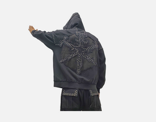Hudson | STUDDED FLEECE OVERSIZED HOODY (Black)