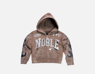 Elite Kids | Noble White/Taupe Washed Rhinestone + Pearls Zip-Up
