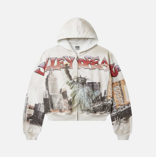 Vale Forever | NYC Zip Up Hoodie White