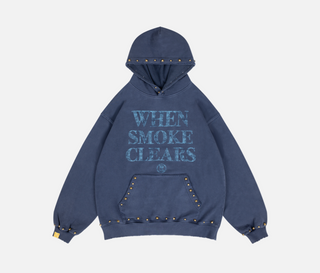 WhenSmokeClears | STUDDED LOGO HOODIE (Navy)