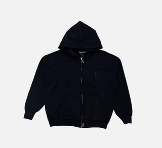 Mr.Wave | DISTRESSED (BLACK) ZIP HOODIE